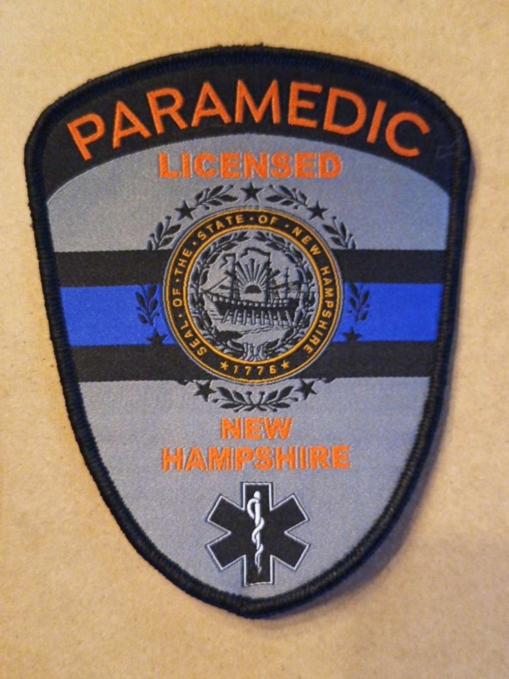 EMS New Hampshire Paramedic Licensed Patch - Gray and Blue